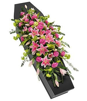 Pink Rose and Lily Casket Spray