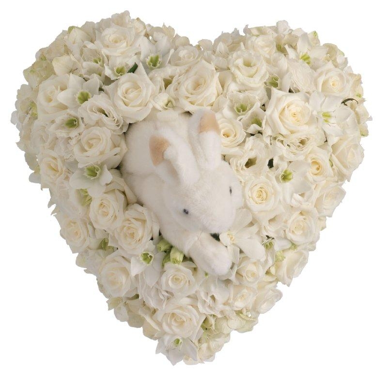 White Rose and Orchid Heart with Rabbit